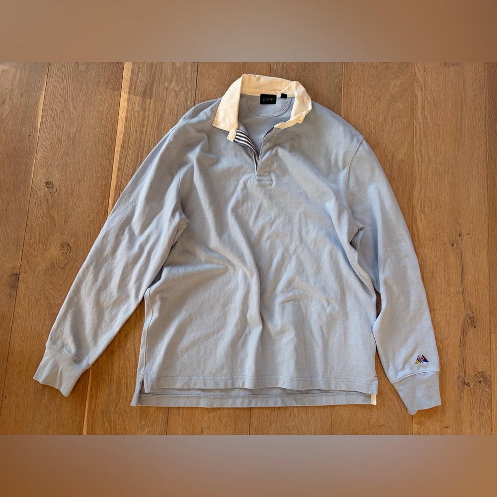 J.Crew long-sleeve rugby polo shirt vintage oarsman style - size large - Picture 1 of 9